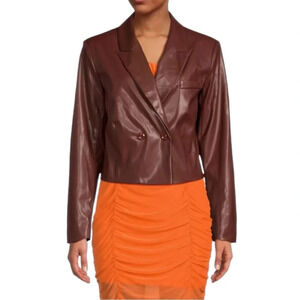 🆑Area Stars Cropped Faux Leather Jacket Size Small